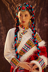 藏族风格少女背景