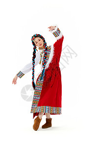 藏族舞蹈穿着藏族服饰舞蹈的女性背景