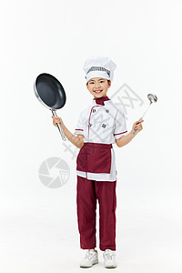 掌勺的小小女厨师做饭图片