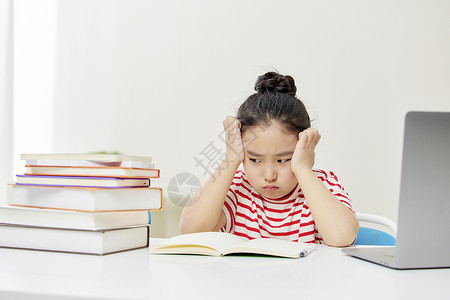 学习压力书本小女孩厌学情绪背景