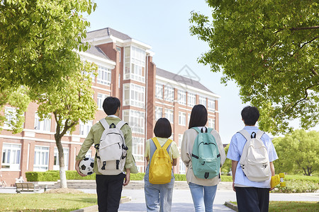 行走在校园里的大学生背影图片