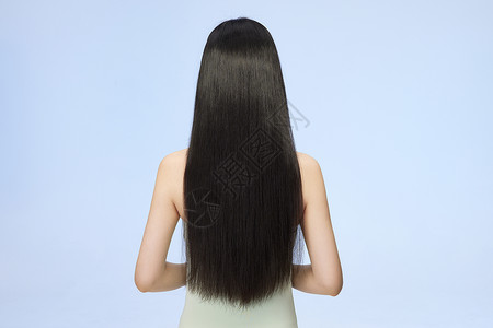 护理头发素材年轻女性护发背影背景