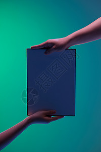 蓝色科技元素科技背景展示平板背景