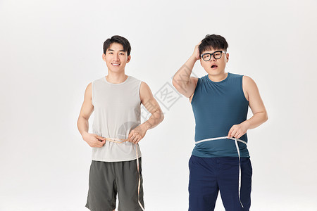 肥胖男性与普通男性腰围对比背景图片