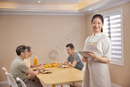 科学生活养老院的营养师形象背景