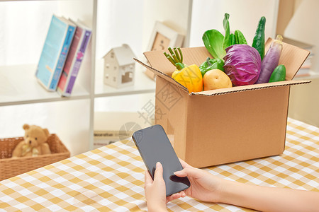 手机下单网购新鲜蔬菜高清图片