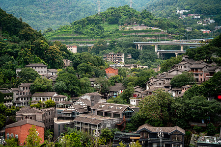 重庆古建筑龙门浩街背景图片