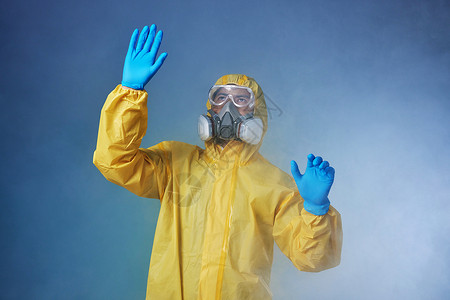 核污染现场的科学家背景图片