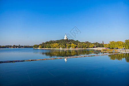 初冬的北京北海白塔公园背景图片