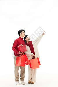 购买新年礼品的年轻情侣背景图片