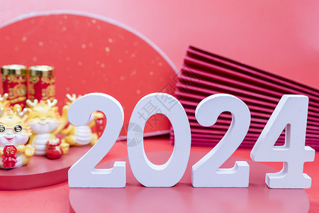 龙年年会创意背景展板2024年新年龙年红色背景背景