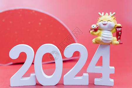 2024年新年龙年红色背景高清图片