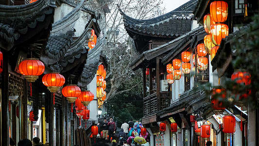 灯船上海南翔老街新年夜景背景