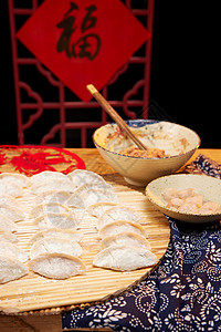 新年包饺子背景图片
