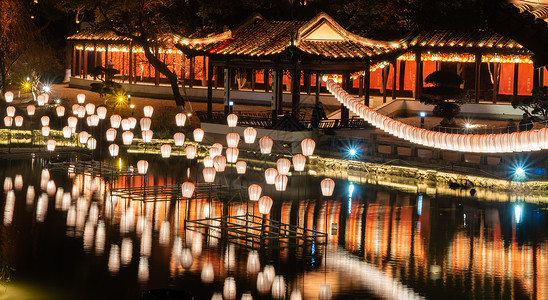 龙年春节元旦新年苏州盘门景区灯会背景