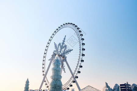 祖国大好河山哈尔滨第二十五届冰雪大世界景点内景观背景