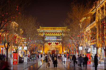 新年大街北京前门大街新年氛围背景