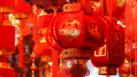 天猫年货节年货市场春节装饰挂件背景