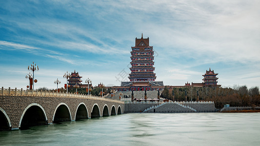 宁夏中华黄河楼景观背景图片