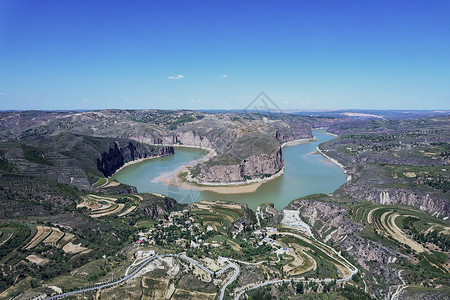 中国十大名菜内蒙古老牛湾黄河大峡谷5A景区景观背景