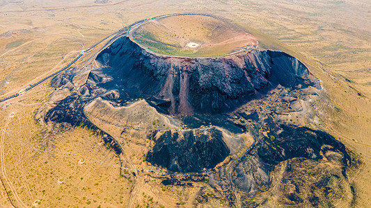 郑州博物馆内蒙古乌兰哈达火山航拍背景