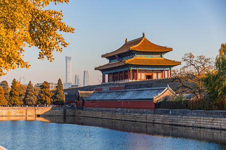 旅游北京春天春和景明的故宫背景