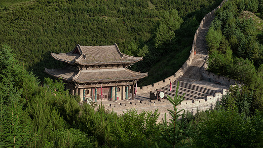 山西景区山西雁门关5A旅游景区夏季景观背景