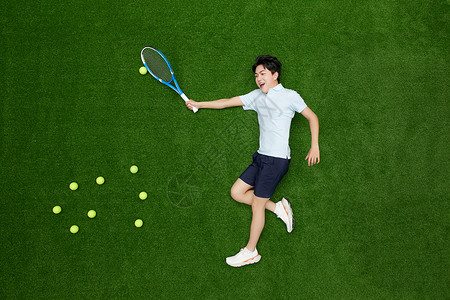 创意俯拍运动少年的接球精彩瞬间背景图片
