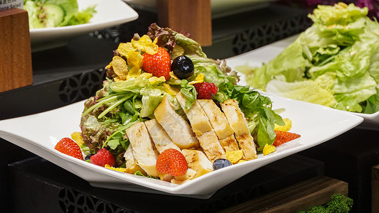 中西简餐健康美食蔬果沙拉背景