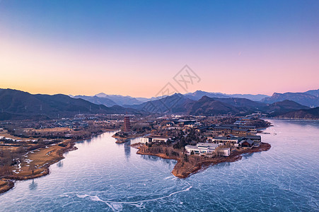 中关村科学城航拍夜景北京雁栖湖科学城背景