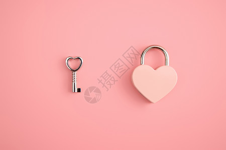 创意爱心锁520粉色爱心锁与钥匙背景图背景