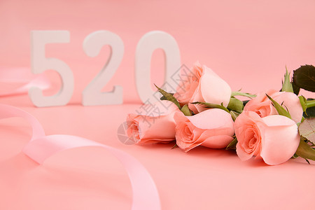 KT版背景520淡粉色玫瑰花束背景背景