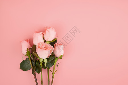 粉玫瑰花束粉色系玫瑰横版壁纸背景