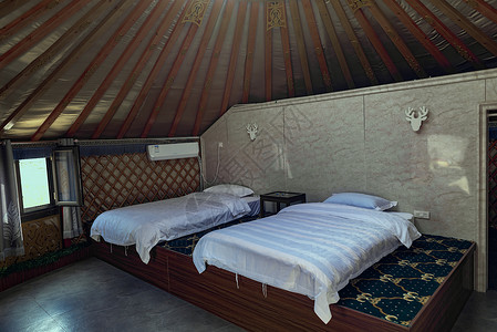 蒙古包室内设施旅游住宿背景图片