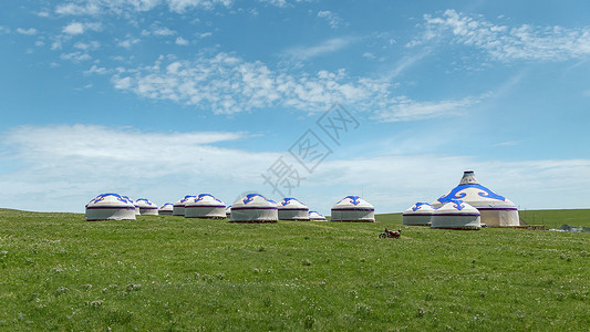 漂亮蒙古包内蒙古夏季草原景观背景