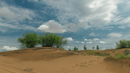沙漠蓝天内蒙古库布其沙漠春季景观背景