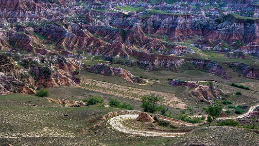 内蒙古山区喀斯特地貌夏季景观高清图片