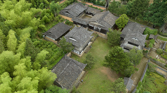 航拍浙江丽水旅游云中大漈景区时思寺古建筑高清图片