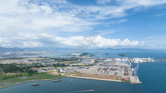 航拍广东惠州大亚湾海洋港口码头图片素材