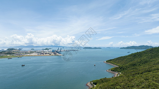 深圳海岸线航拍深圳大鹏半岛蓝色海洋海岸线海景背景