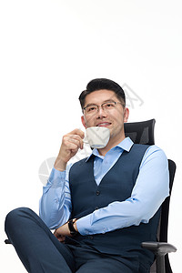 办公室喝茶的男人图片素材