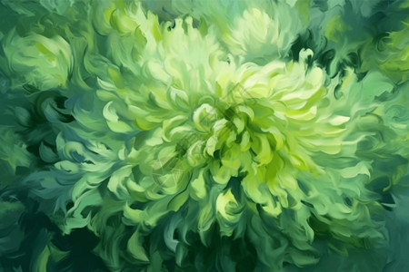 绿色油画艺术风格的花朵图片