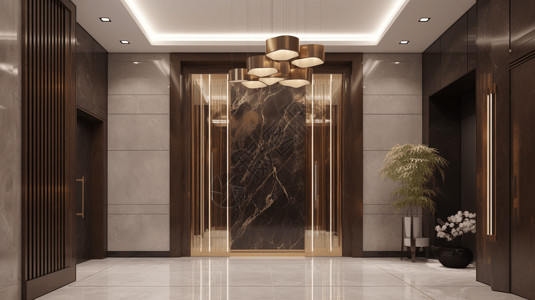 豪华电梯大住宅建筑入口的室内设计设计图片