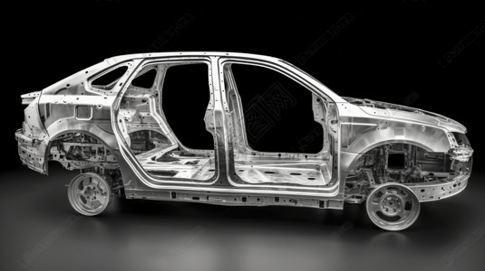 汽车展示模型银色车架汽车模型插画