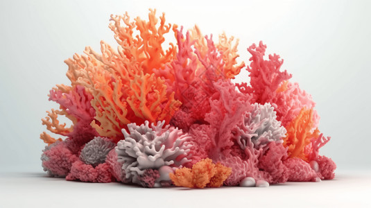 橙色和粉红色水下珊瑚图片