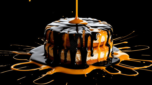 蛋糕素材黑白焦糖布丁背景