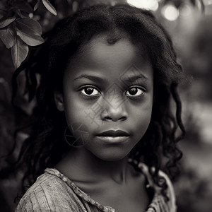 小女孩黑白一个美丽的非洲女孩背景