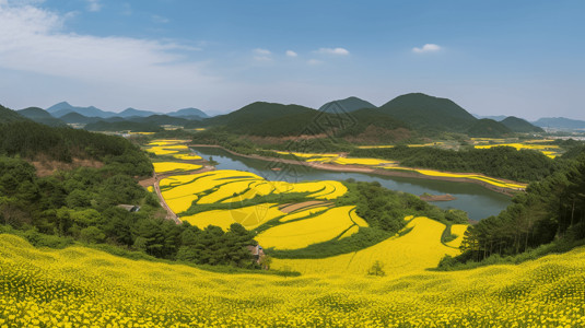 黄色油菜花田图片