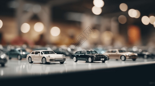 展示汽车和汽车的公共活动展厅的模糊，散焦背景，商业商业活动概念图片
