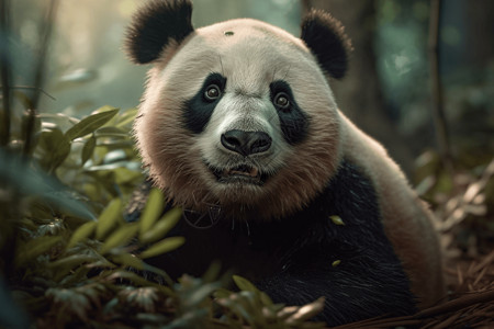 四川大熊猫栖息地一直可爱的熊猫插画